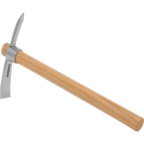 Multifunktionale Outdoor-Camping-Spitzhacke, schwere Edelstahlhacke mit Holzgriff