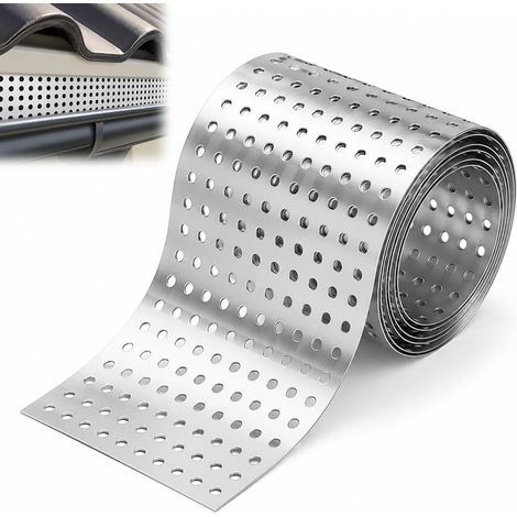Grille de Gouttière, 7m x 80mm Grille Aluminium, Bande Perforée Aluminium Durable pour empêcher les Oiseaux, les Feuilles et les Insectes de pénétrer dans le Toit (1/5)