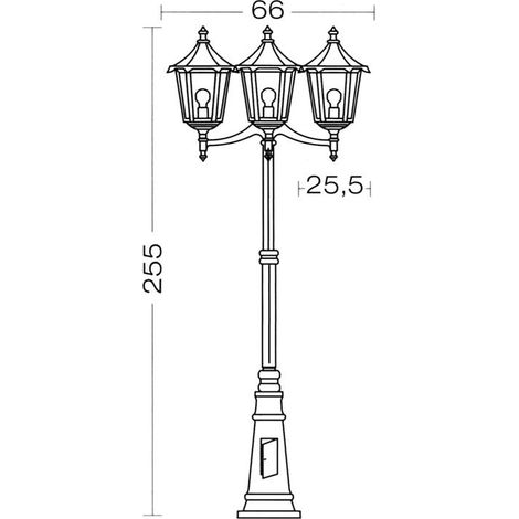 MONACO -Lant.+Mat IP43 IK02 noir E27 3x100W max. Lpe non incl. haut.2,55m ARIC 3076