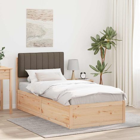 Estructura de Cama con Cabecera Tapizada Taupé 90 x 200 cm (1/5)