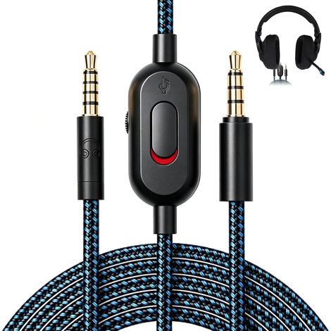 3,5-mm-Audiokabel – 1 Stück – Geflochten, blau – Lautstärke- und Stummschaltungsregelung – Für Logitech G Pro X G433 G233 Gaming-Headset – 2 m (1/5)