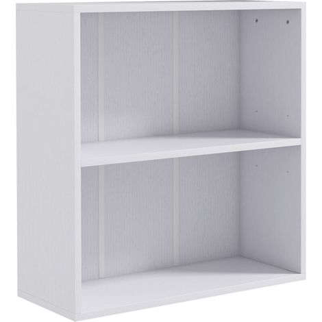 Bibliothèque étagère de rangement avec 2 compartiments et étagère réglable, 60 x 24 x 63 cm, blanc (1/5)