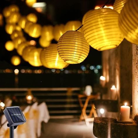 40 LED Guirlande Lumineuse Solaire, Étanche IP65, Lanterne Extérieure à Énergie Solaire pour Jardin et Terrasse