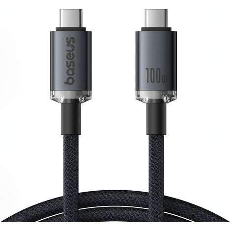 Cable USB-C Crystal Shine - USB-C USB3.2 de 100 W y 20 Gbps, 1,5 m, color negro (1/5)