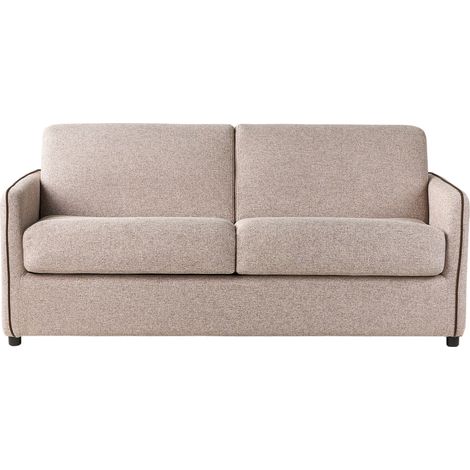 Sofa Bed 2 Seater ISHOJ Fabric Light Brown (1/5)