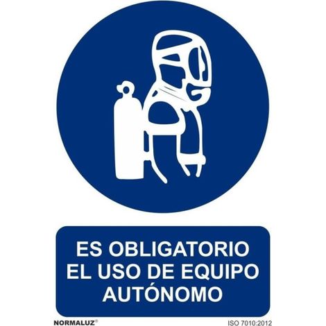 Es Obligatorio El Uso de Equipo Autónomo, señal de obligación SEKURECO                         100 x 150 mm                          ADHESIVOS DE VINILO (1/2)