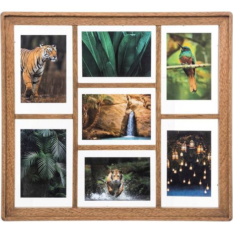 Pêle-mêle Multivues 7 photos en Bois de Manguier et Verre 52.1 x 47.5 cm - Atmosphera