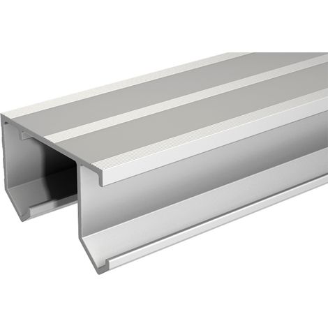 Mantion – Rail de porte coulissante 1940 mm en aluminium brut – Capacité de charge 40 kg – Prépercé pour fixation plafond – Pour panneaux 16 à 40 mm