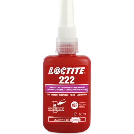 Loctite 222 50 ml, adesivo anaerobico viola per filettature metalliche, bassa resistenza, facile smontaggio, adatto anche per viti di regolazione, previene l'allentamento spontaneo degli elementi, smo (1/3)