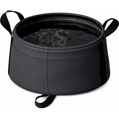 Bassin de camping pliable à transporter, bassin de toilette pliable pour voyage, nylon résistant à l'eau, noir, 12x5,5 pouces (1/5)