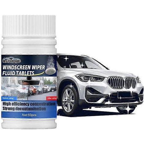 Comprimés effervescents universels pour le nettoyage du pare-brise et des essuie-glaces 50 unités Agent nettoyant ultra-transparent pour vitres Nettoyant solide pour vitres de maison (1/5)