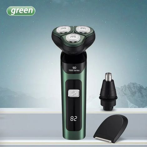 Rasoir (vert 3 en 1) : Rechargeable, étanche, Type-C, écran numérique LCD. (1/5)
