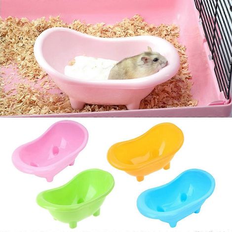 Baignoire pour petits animaux, lit pour hamster, jouets pour cage, bac à sable en plastique pour rat (1/4)
