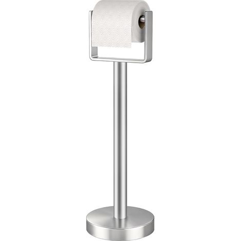 Porte Papier Toilette sur Pied avec Base Lourde, INOX Argenté (1/5)