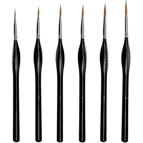 Ensemble de pinceaux miniatures pour acrylique, aquarelle, huile, visage, ongles, modélisme, dessin au trait, etc. (noir) (9 pièces) (1/5)