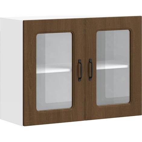 Armadio pensile da cucina pratica conservazione 80 x 31 x 60 cm in legno ingegnerizzato rovere marrone 020050019