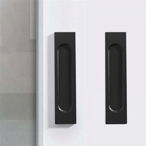 2 Pièces Poignées de Porte Coulissantes Auto-adhésives Poignées Meuble Carrée en Alliage d'Aluminium sans Perforation Noir (1/5)