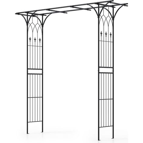 Arco de jardín metálico para plantas trepadoras 205 x 52 x 206 cm robusto estable adaptable para exterior color negro 200010186