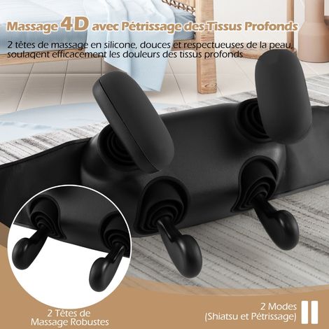 Masseur pour Cou et Épaules Profond 4D Shiatsu Pétrissage avec 2 Niveaux de Chaleur pour Soulager Douleur Oreiller de Massage Noir (1/3)