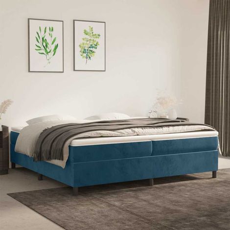 Sommier à ressorts de lit - Sommier pour Adulte et Enfant - Bleu foncé 200x200 cm Velours BV327292 - BonneVie (1/5)