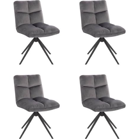 HOME DELUXE - Esszimmerstuhl NODA 4er Set - Farbe: Hellgrau - 360 Grad drehbar, weiche Polsterung, bis 120 kg belastbar I Küchenstuhl Speisestühle Esszimmerstühle Esszimmerstuhl Esszimmersessel Polst (1/5)