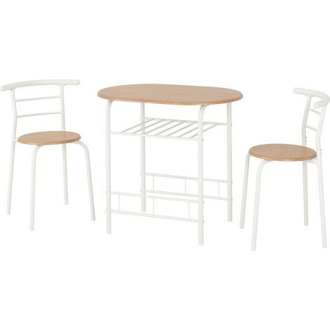 Derry Dining Table and Chairs Set - L53 x W74.5 x H80 cm - White/Oak