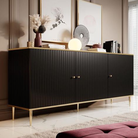 Buffet design noir mat et pieds or 180 cm Soal (1/4)