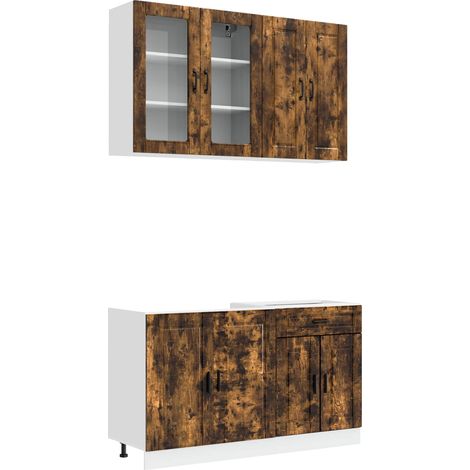 Kitchen Unit PORTO 4 pcs Smoked Oak Engineered Wood vidaXL