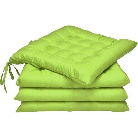 Coussin Chaise Jardin Lea - Lot de 4 – Coussin Exterieur Confortable et épais - Idéal pour intérieur et extérieur - 40x40x5 cm - ,,Vert Pomme (1/4)
