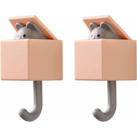Lot de 2 Patères Murales Chat Décoratives, Orange Crochets de Rangement Adhésifs pour Maison et Bureau (1/5)