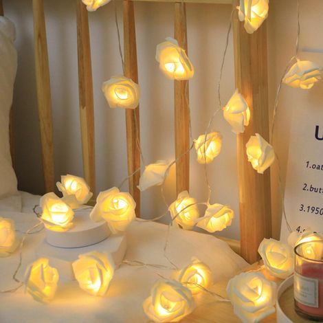 LED-Rosen-Lichterkette, leuchtende Schaumstoffblumen in Rosenform, 3 m lange, batteriebetriebene Lichterkette mit 20 LEDs (1/5)