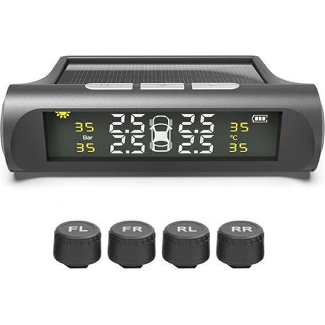 Système de surveillance de la pression des pneus (TPMS) : capteur solaire pour pneus de voiture avec avertissement de pression haute et basse. (1/5)