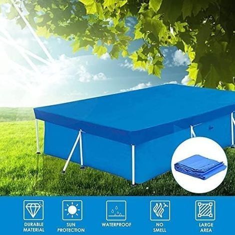 Rechteckige Poolabdeckung, 450 x 220 cm, Schutzplane für rechteckige Pools, Abdeckung für Aufstellpools, staubdichte Solar-Poolabdeckung, Schutz für Außenpools (1/4)