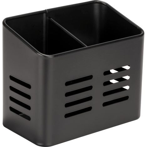 Panier à couverts Baco, corbeille Black Outdoor Kitchen en métal thermolaqué, visuel élégant noir pour le rangement,16 x 13,5 x 9 cm (1/5)