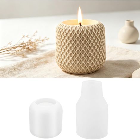 Lot de 2 moules en silicone 3D - Vase en silicone - Moules pour béton - Vases DIY - Moules en résine époxy - Plâtre pour couler (1/5)