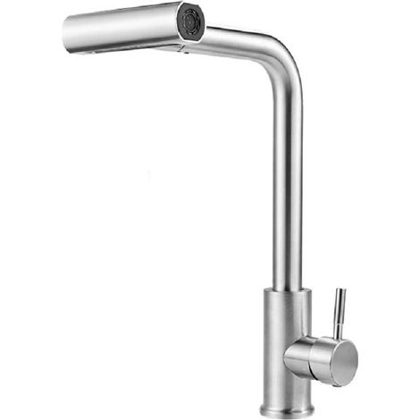 Robinet Cuisine - Mitigeur Avec Douchette Extractible - Rotation 360° - 4 Modes Pulvérisation - Acier Inoxydable Brossé SUS304 - Pour Évier - 1 Pièce (1/5)