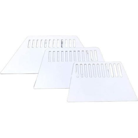 Lot de 3 spatules trapézoïdales en plastique PP - Pour papier peint, sérigraphie, mastic, haut niveau de stabilité et de durabilité - Couleur blanche