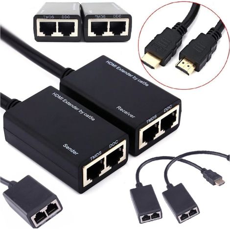 Rallonge HDMI RJ45 CAT-5e/6 jusqu'à 30 m (1/5)