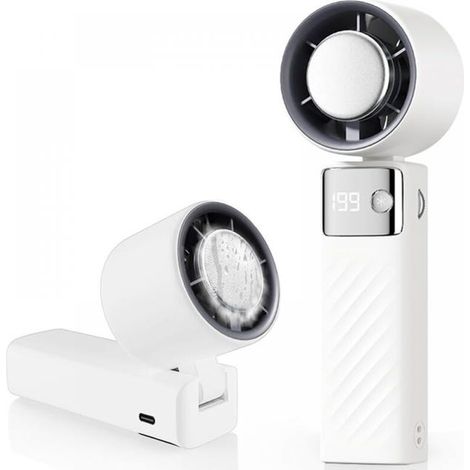Ventilador portátil, mini ventilador recargable de 5000 mAh, pequeño ventilador turbo silencioso con velocidades ajustables (de 1 a 199), ventilador de refrigeración (1/4)