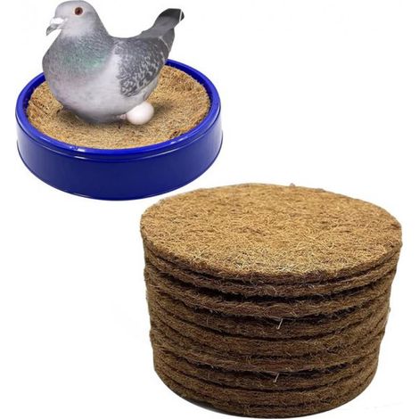 10 coussins pour nid de pigeon – Fibre de coco – Pour pigeonnier – Tapis de nidification – Convient aux pigeons, pinsons et poules (1/2)