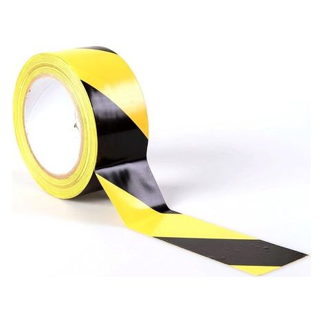 Nastro di segnalazione, nastro adesivo di sicurezza, 50 mm x 33 m per rotolo, per segnaletica orizzontale, strisce nere e gialle (1/5)
