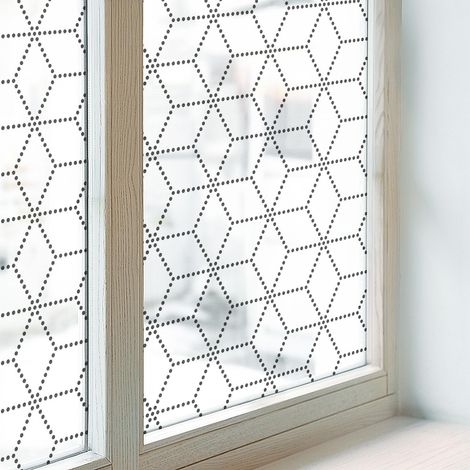 Fensterfolie 50x116 cm PVC Sichtschutz Fenster Dekorativ Dekorfolie Blickdicht Selbstklebend Folie für Schlafzimmer Milchglas Gepunktete Rauten