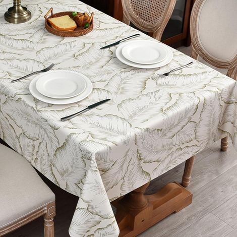 Nappe en toile cirée pour extérieur, résistante aux intempéries, 137x137cm, lavable, PVC, motif feuille de bananier