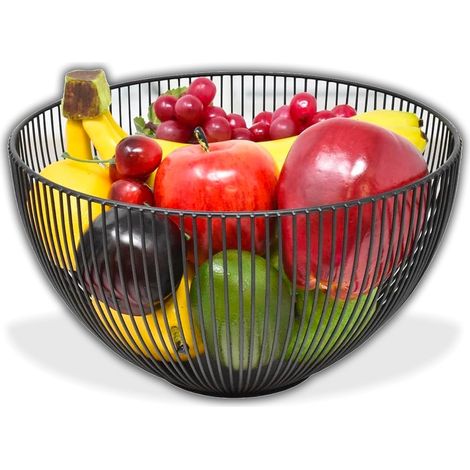 Corbeille à Fruits de Table en Métal Noir, Design Élégant pour Agrumes, Noix et Centre de Table (1/5)