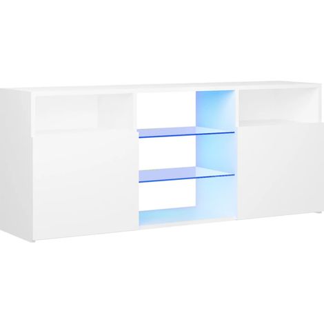 Meuble TV avec lumières LED Blanc 120x30x50 (1/5)