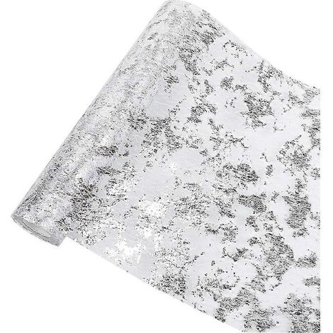 Nappe argentée à paillettes métalliques argentées, en maille fine, idéale pour diverses occasions. (1/5)