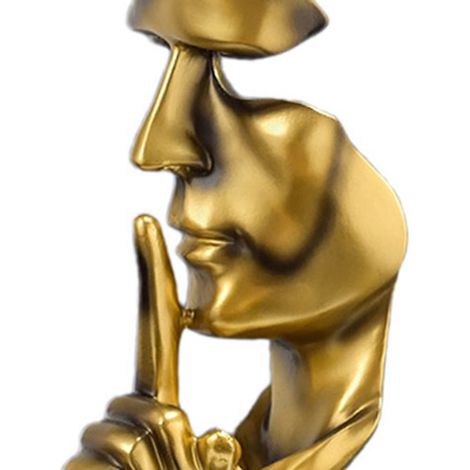 Dekorative Figur aus Kunstharz, naturgetreue Form, still, dunkelgolden, „Schweigen ist Gold“ für die Heimdekoration (1/5)