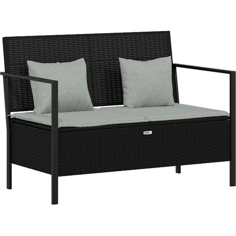 Maison Exclusive - Gartenbank 2-Sitzer mit Kissen Schwarz Poly Ra