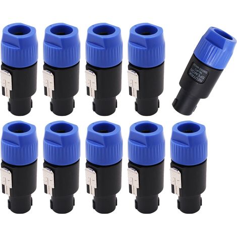 10 PCS NL4FC Câbles d'enceintes Fiches Connecteur Speakon étanche Speakon vers Jack Câble CANNON Plug avec Twist Lock Fit pour câble Diamètre 615mm - Bleu (1/5)
