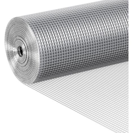 VEVOR Grillage Soude Galvanise 915 mm x 15,24 m, Rouleau Grillage Metallique a Mailles Carrees 6,35 mm, Fil 0,53 mm, Galvanise a Chaud apres Soudage, pour Poulailler, Cloture, Voliere, Jardin, Potager (1/5)